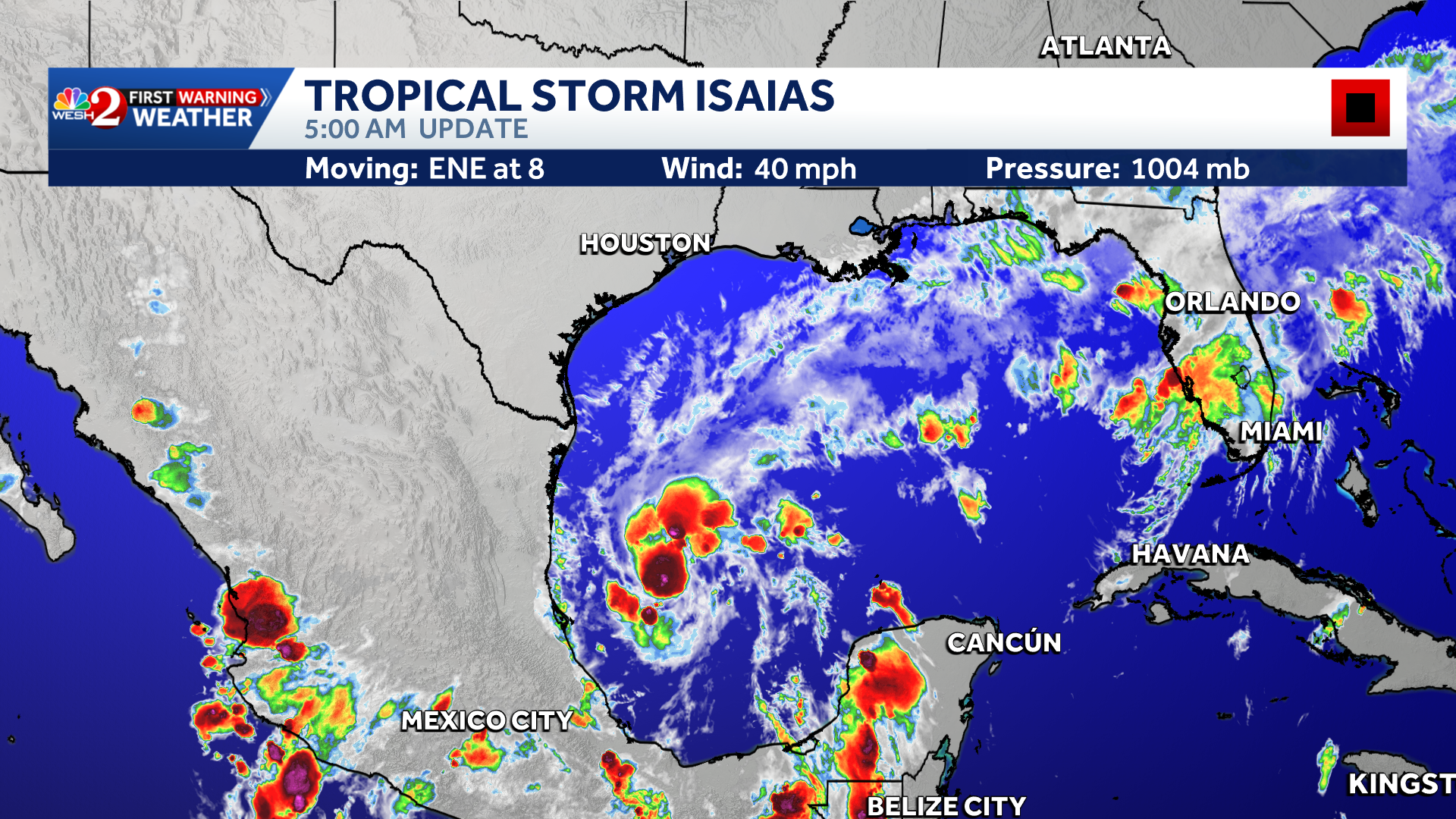 NHC: Tropical Storm Isaias forms in the Gulf, expected to rapidly strengthen — WESH 2 Orlando